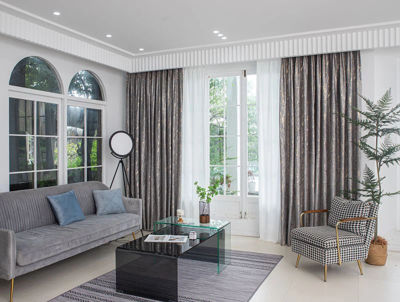 Marmar naqshli va oltin folga bilan Gollandiya baxmal pardasi